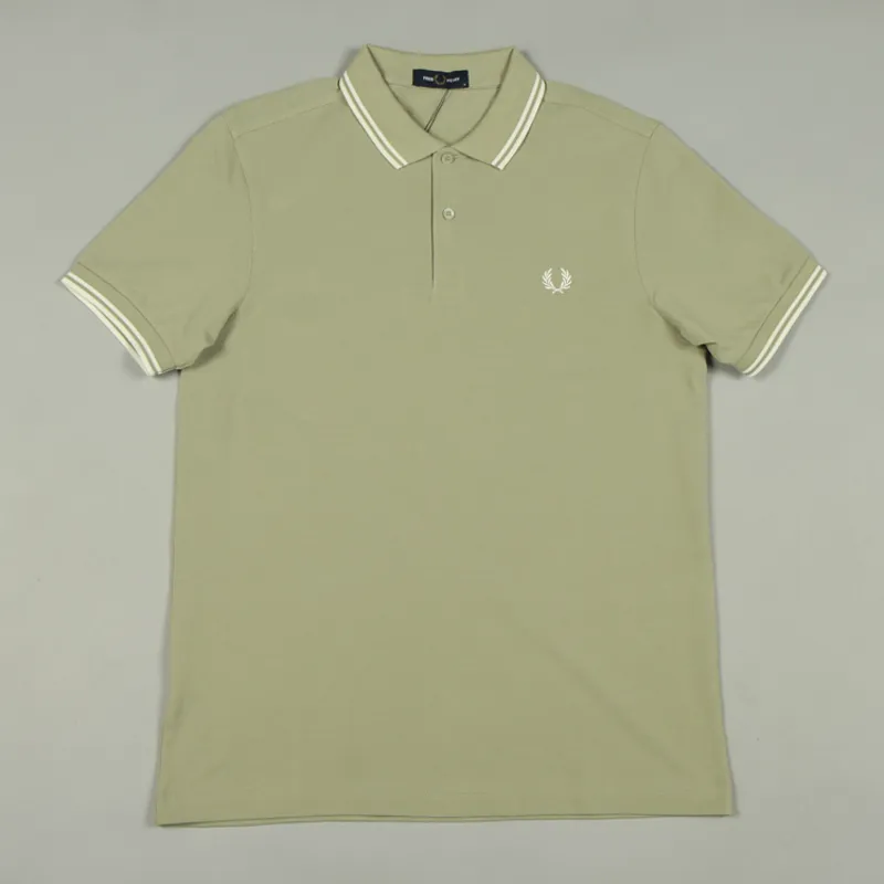 Fred Perry Twin Tipped Polo Shirt M3600 - Light Sage/Snow White